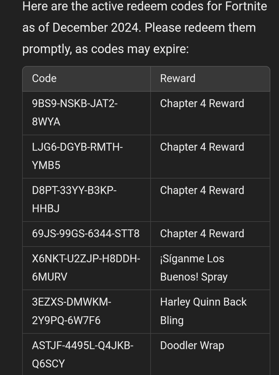 Error888Unknown's tweet image. Latest Redeem Codes. 🎉

"These redeem codes are collected from some websites, so the codes may not work if already claimed from the website or from this post.

Follow me for more codes. 
#Fortnite #FortniteChapter4 #FortniteGame