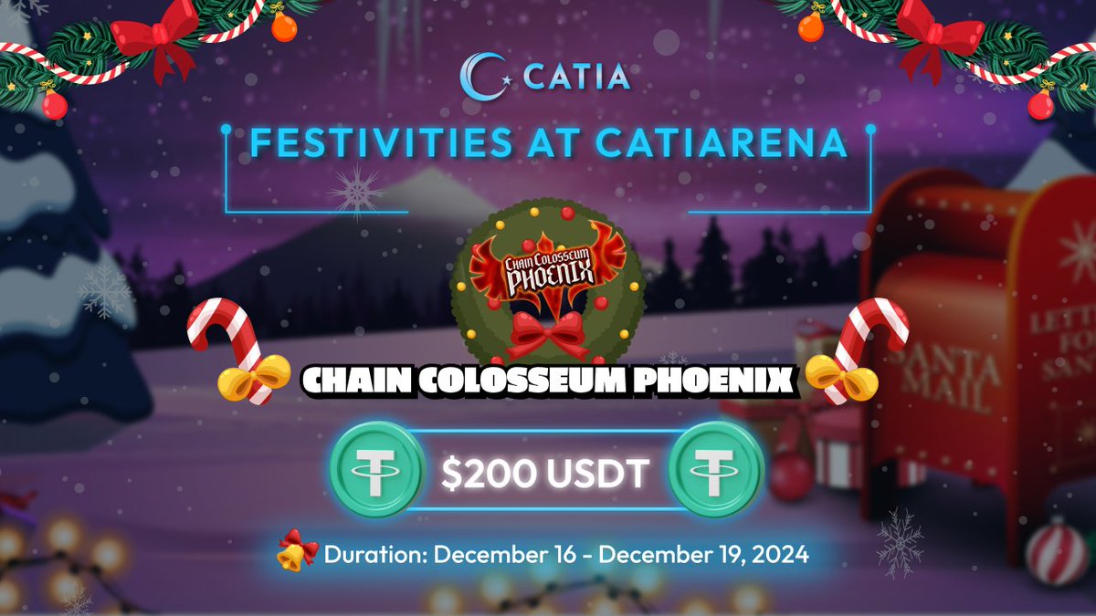 [Catiarena] Chain Colosseum Phoenix ~ A Masterpiece P2E From PLANZ 🎁🎁

Thanks to <a href="/ChainColosseum_/">ChainColosseumPhoenix</a> ~ Xmas in Catiarena just got extra magical this year! Let’s see what CCP brings to Catia Christmas feast 🎁

🎄 Celebrate frosty season: t.me/catia_gamebot/…

⌛ Duration: