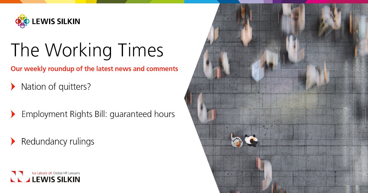 💡In the latest Working Times: A nation of quitters, guaranteed hours and flexibility, and redundancy consultations. 

READ LAST WEEK’S EDITION: okt.to/p5cFrT 

SUBSCRIBE: okt.to/18X5co

#employmentlaw #ukemplaw #hr #futureofwork #LewisSilkin