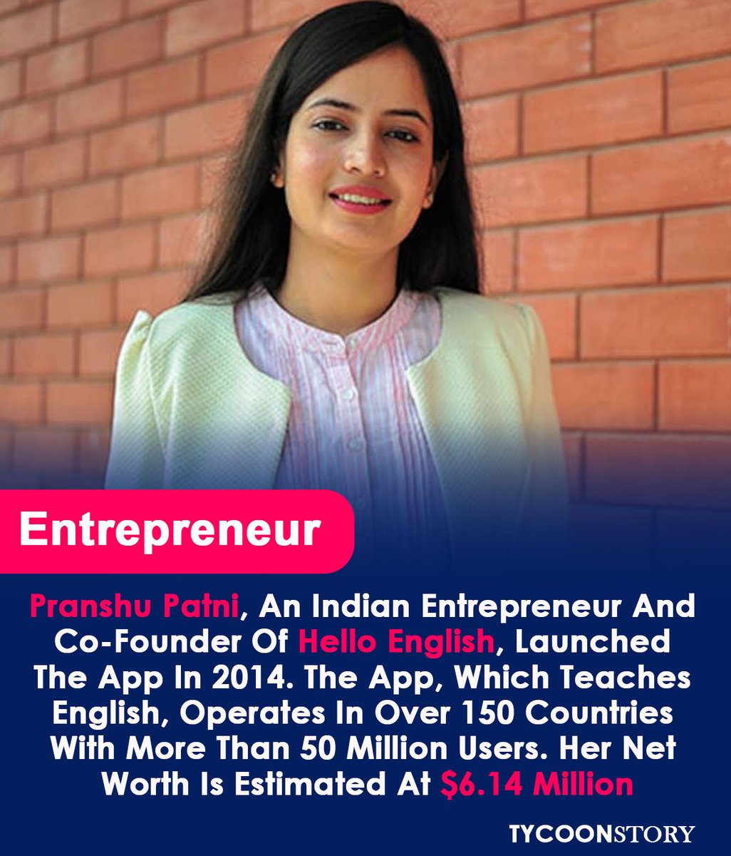 TycoonStoryCo's tweet photo. Pranshu Patni, An Indian Entrepreneur And Co-Founder Of Hello English.
#pranshupatni #helloenglish #entrepreneurship #indianentrepreneur #edtech #learnenglish #educationinnovation #startupsuccess
https://t.co/ZRjBOSKXFh https://t.co/9Fse7i4k92