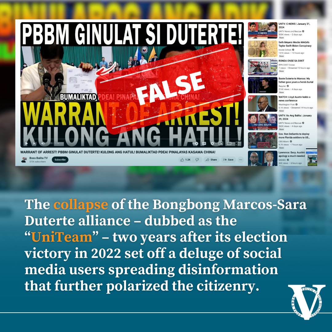 verafiles's tweet photo. Out of 377 articles published from Jan. 1 to Dec. 3 by VERA Files Fact Check, 59 claims (or about 15%) involved the former president, Vice President Sara Duterte, Marcos and their respective allies. 

https://t.co/iyk6h5VUDC https://t.co/VVJC3t7ufm