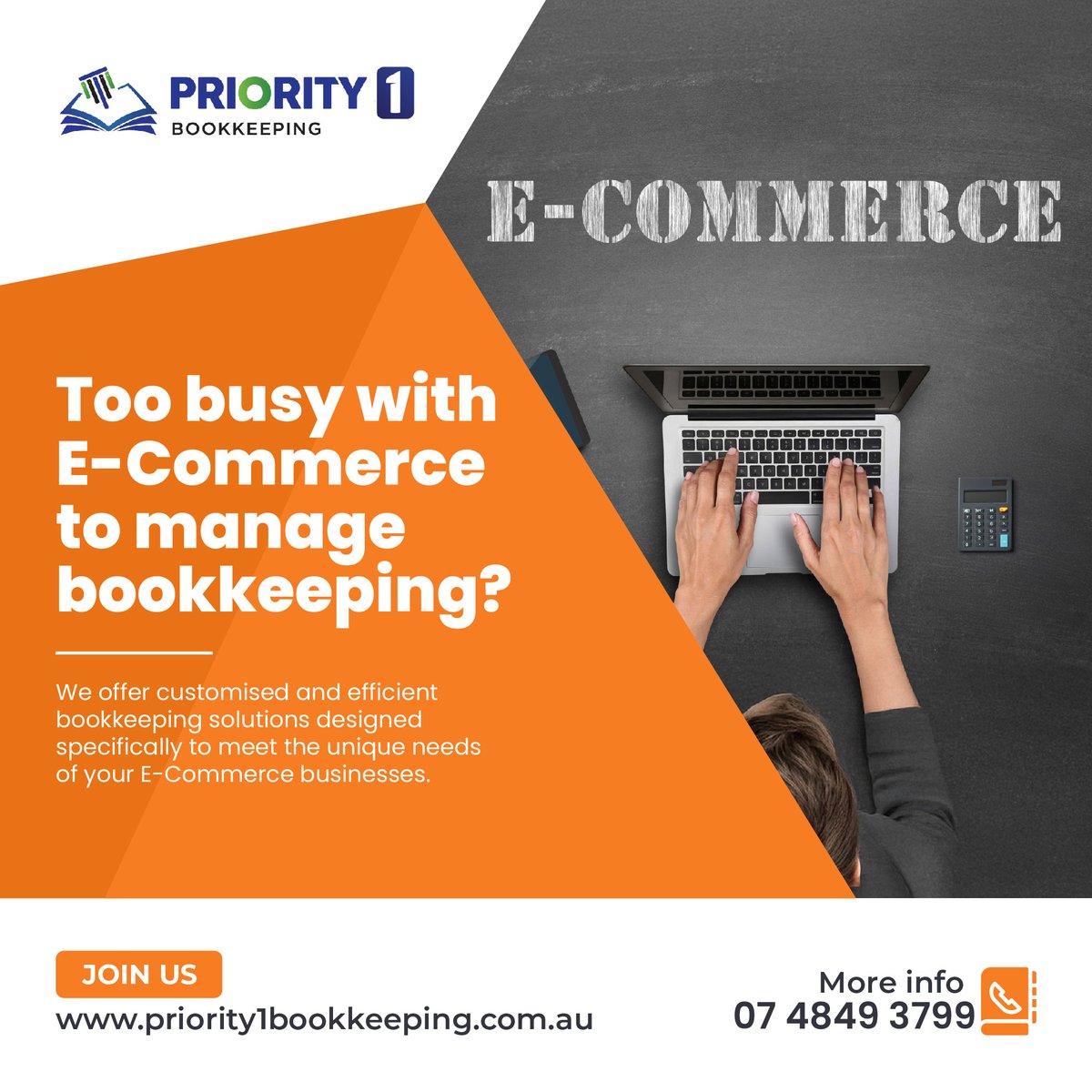 Struggling to keep up with your E-Commerce Bookkeeping? 🛍️
Let us handle your bookkeeping, so you can focus on scaling your eCommerce business. 💻📦
Contact us today:
📞 07 4849 3799
🌐 priority1bookkeeping.com.au
#eCommercebookeeping #Bookkeeping #eCommerceBusiness #eCommerceTips