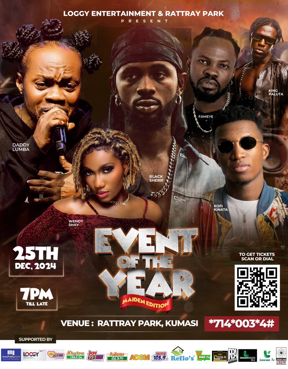 papaloggy's tweet photo. @papaloggy presents the maiden edition of Event of the year 2024 at Rattray Park
In Kumasi with the following amazing Musicians in Ghana @KinaataGh @DLUMBA @wendyshaygh @blacksherif_ @Fameye @KingPalutaMusic. To purchase your tickets kindly dial *714*003*4# https://t.co/yYxhlXN14A