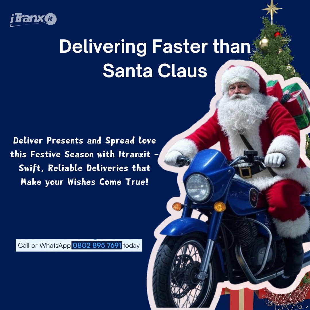 itranxit's tweet photo. What do you want for Christmas?  🎄 

It’s less than 10days to Christmas, Have you shopped all your presents and rounded up all sales? 

Let us make all your delivery wishes come true✨🧑‍🎄

Simply call or WhatsApp 0802 895 7691 now ✨

📍Lagos,Nigeria https://t.co/rKU51Jx4xf