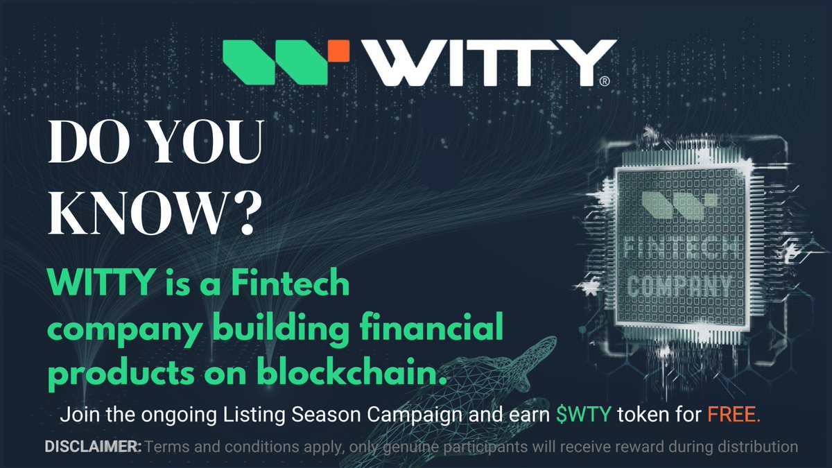 thewittytech001's tweet image. WITTY: A Fintech Company✨

At WITTY, we are not merely another web3 or crypto project seeking to emulate existing projects. 🔰

🏦 WITTY operates as a fully registered and regulated Fintech company, dedicated to developing innovative financial products on the blockchain. Our…