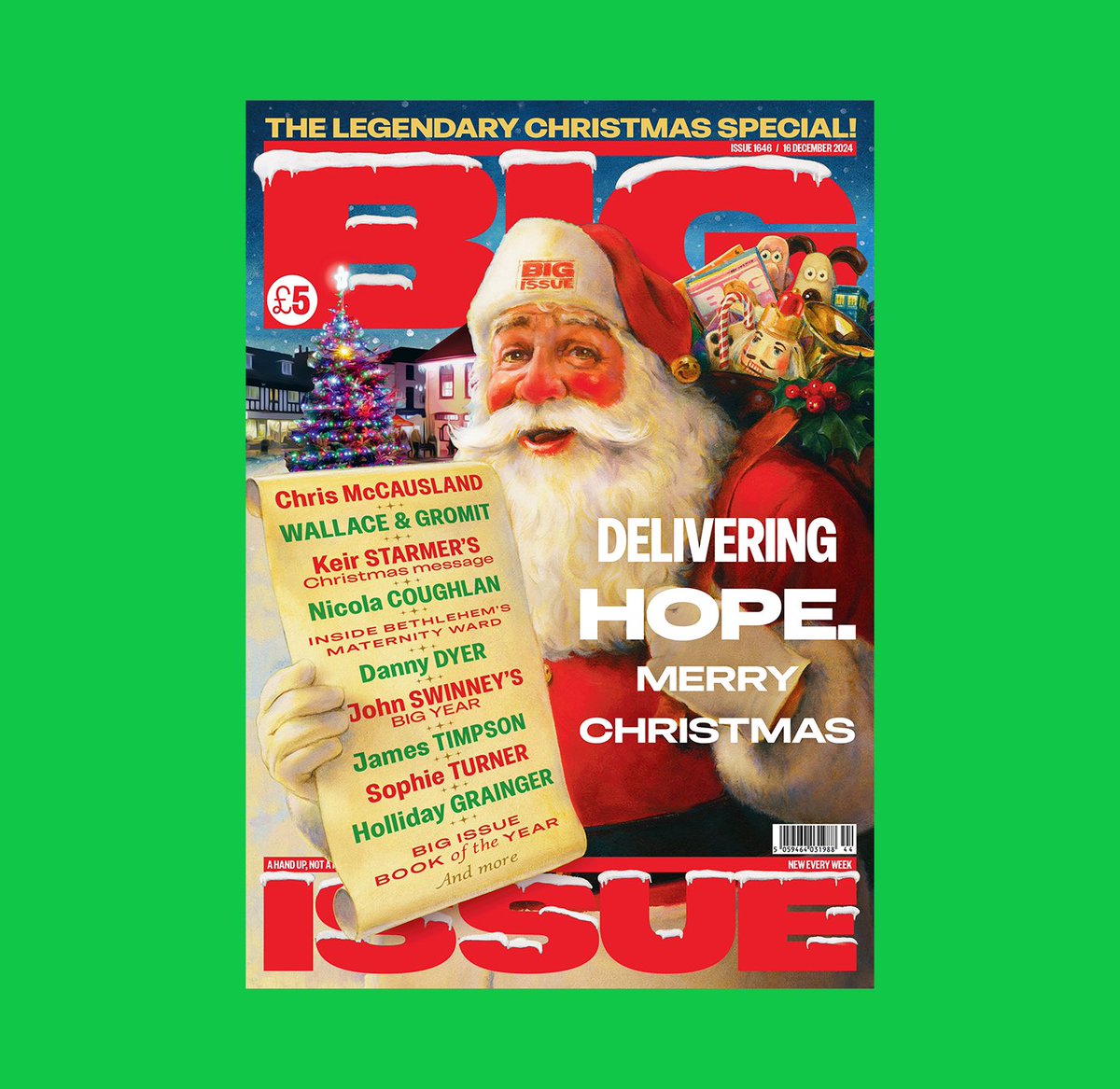 BigIssue's tweet photo. This week’s Big Issue is out now! 📰  Inside: 👇

💬 @Keir_Starmer’s exclusive Christmas message for Big Issue readers
👩‍🏫 Will you guide my clay tonight? Wallace & Gromit is back and Big Issue speaks to the animators at Aardman who have brought it to life
🎥 Nicola Coughlan speaks exclusively to Big Issue ahead of her Doctor Who debut on Christmas Day

Find out more. ⬇️
https://t.co/Pqp8yQuEan