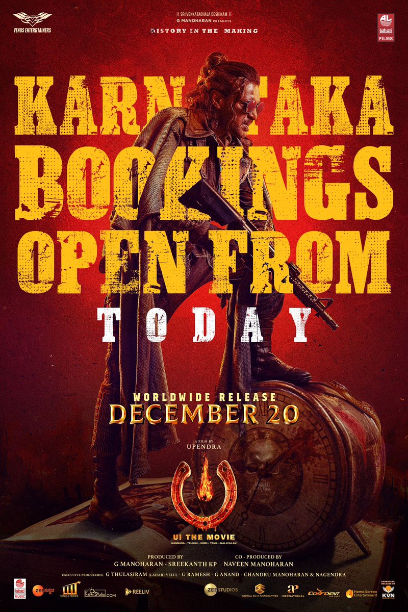 IamHCB's tweet image. #UiTheMovie Karnataka Bookings to Open Today on @bookmyshow

In Cinemas From Dec 20 💥 

#UiTheMovieOnDEC20th #UppiDirects