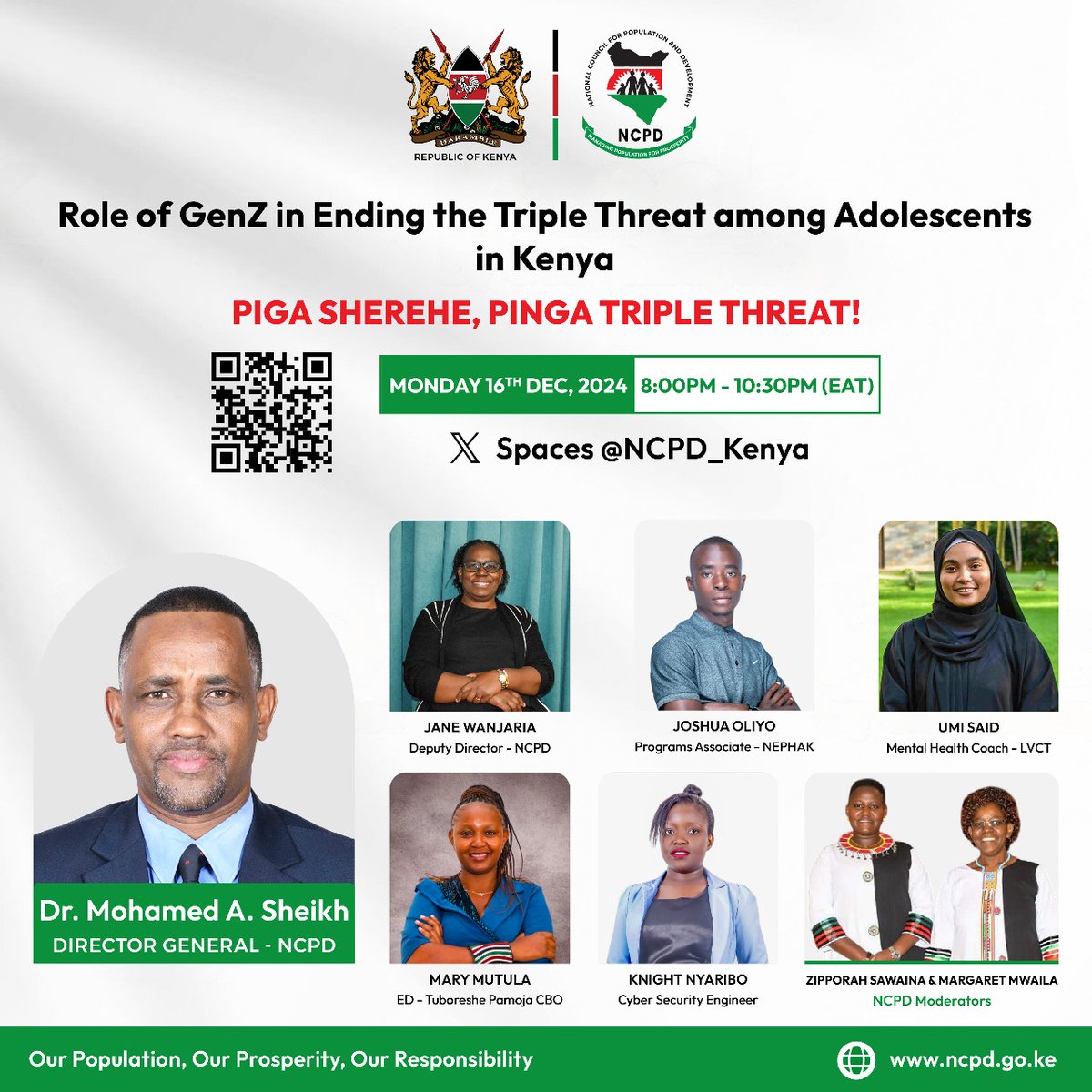 Join us tonight on our e-Idadi Live sessions as we talk about the role of GenZ in Ending the Triple Threat among Adolescents in Kenya.

We have a youthful panelist lined up for you of <a href="/knightNyangara/">knight</a> <a href="/MaryMutula1/">Mary Mutula</a> <a href="/ummi_said/">Umi Said</a> and @joshua06843742  who will delve further into the