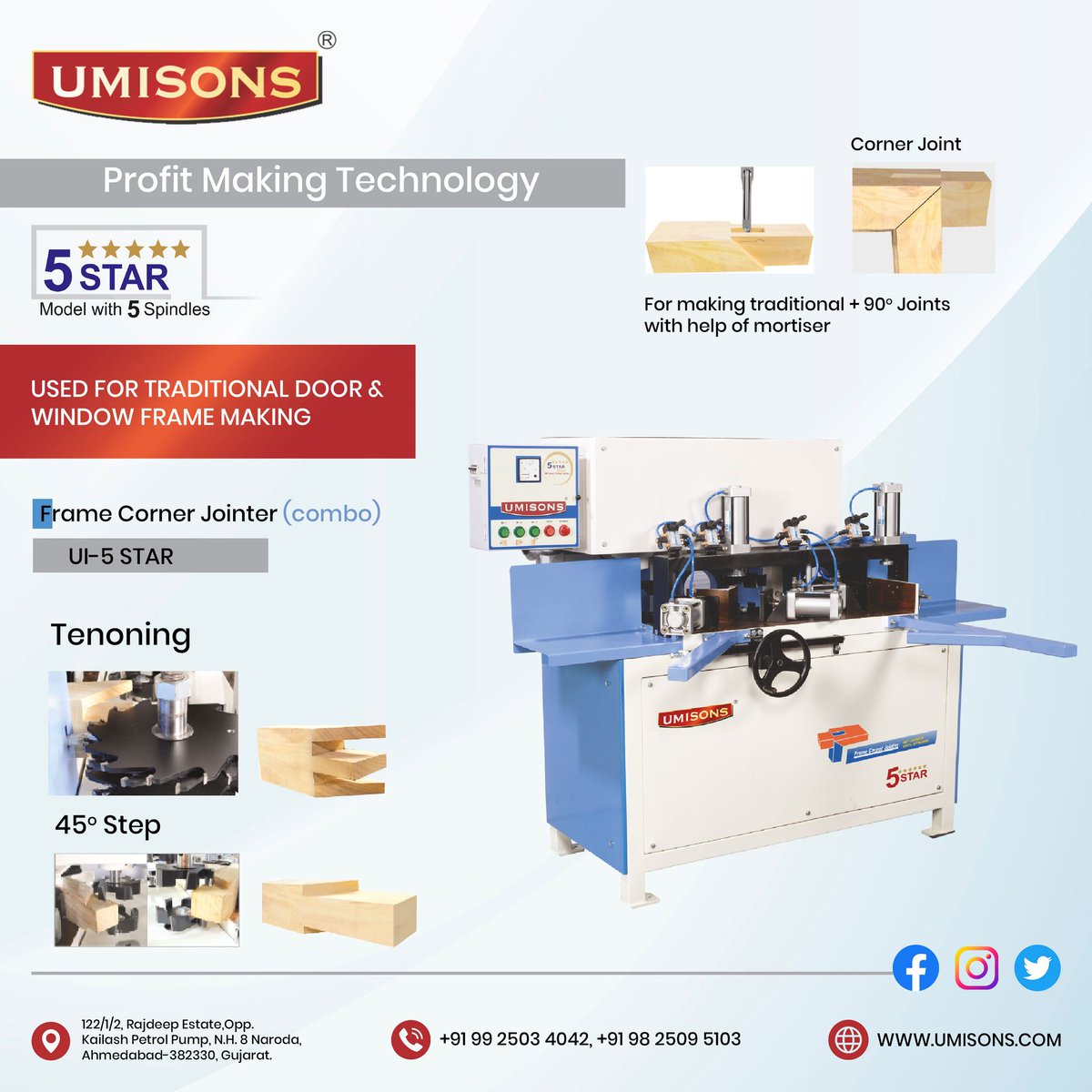 Umisons's tweet image. Buy &quot;𝐅𝐫𝐚𝐦𝐞 𝐂𝐨𝐫𝐧𝐞𝐫 𝐉𝐨𝐢𝐧𝐭𝐞𝐫&quot; used for Traditional Door &amp;amp; Window Frame Making from 

📱+91 9925034042, +91 9825095103, +91 9925049042
💬wa.me/+919925034042
🌐umisons.com/services

#Umisons #FrameJointer #DoorFrameMaking #IndustrialMachinery #TenoningMachine