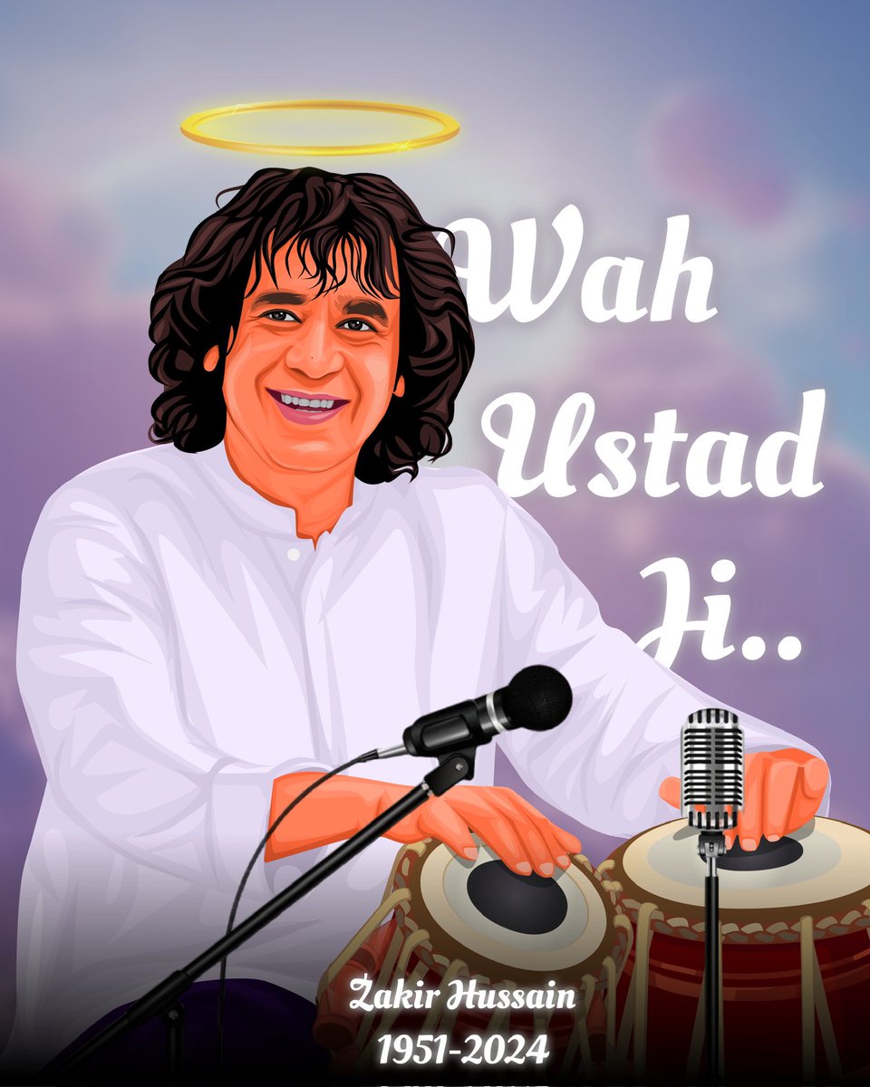 "...the blur of his fingers rivals the beat of a hummingbird's wings," wrote New York Times about Ustad Zakir Hussain. #ustadzakirhussain 🙏