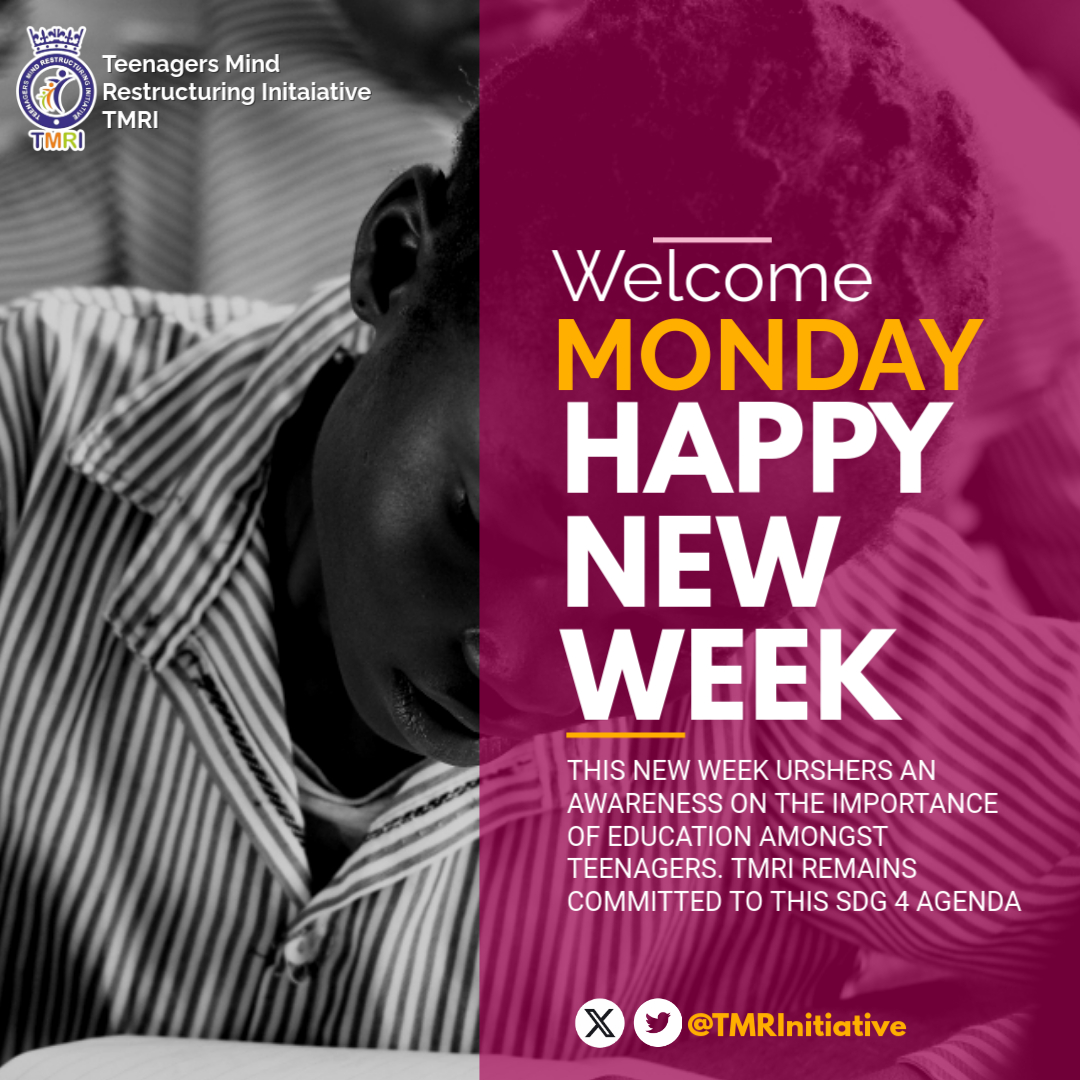 tmrinitiative's tweet photo. We step into this new week with a renewed commitment to contributing our quota to the transformation of teenagers, and in creating needed awareness for early Education in Nigeria.
TMRI wishes you compliments of the season.
#TMRI #GlobalImpact #Education #Mentorship #SDG https://t.co/PMQEaxwqa8