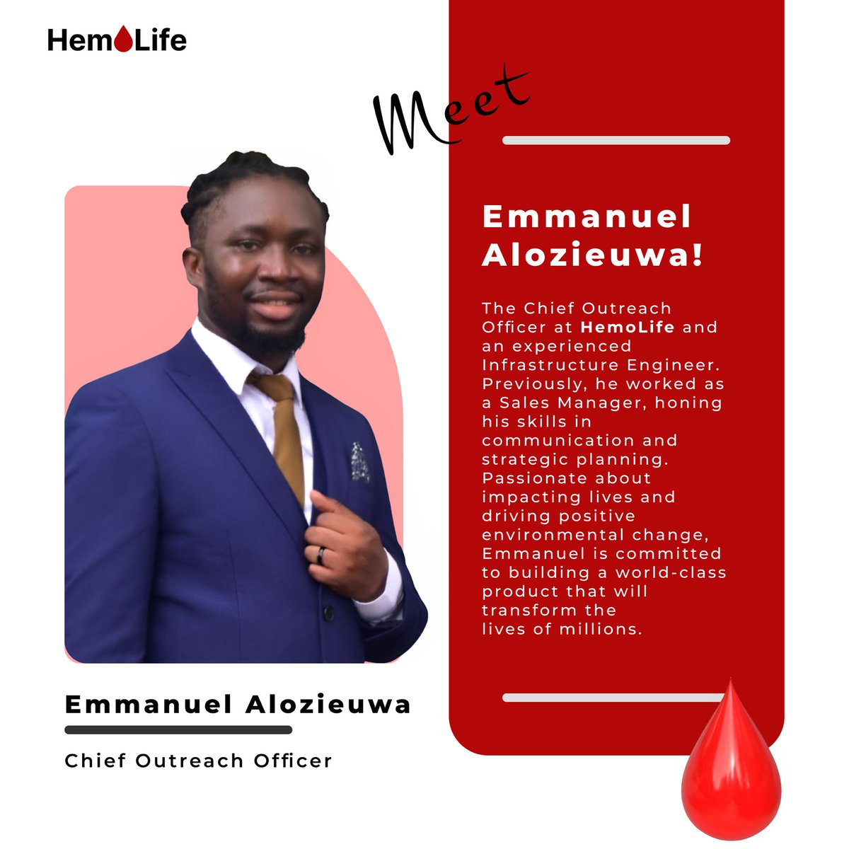 Meet Emmanuel Alozieuwa, the Chief Outreach Officer at HemoLife and an experienced Infrastructure Engineer. Previously, he worked as a Sales Manager, honing his skills in communication and strategic planning.