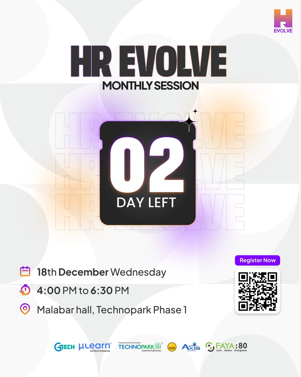 ⏳ 2 Days Left – Are you ready to EVOLVE?Join us for HR EVOLVE this Wednesday, 18th Dec!
🔥Engage with HR leaders|🚀Discover emerging trends|🤝Network &amp; grow your circle
📍Malabar Hall, Technopark |⏰4:00 PM - 6:30 PM Register now: mulearn.org/r/hr-workshop

#hr #hrevolve #skill