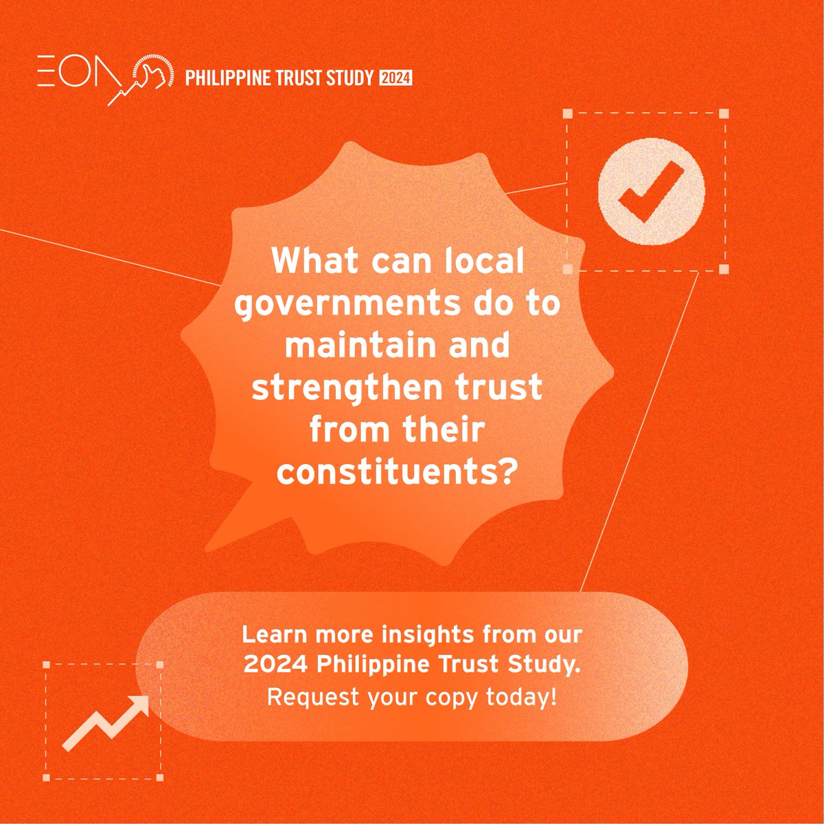 TheEONGroup's tweet photo. What fuels trust in the government? For 95.6% of Filipinos, it's about leaders being accessible and responsive—qualities local barangay officials exemplify.

Learn more about how trust is built, maintained, and strengthened in the 2024 Philippine Trust Study by EON Group https://t.co/59Psw4DUiI