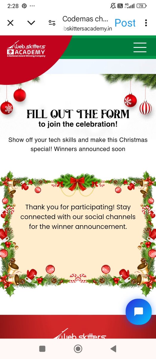 iwasbornhot's tweet image. Done

#codemaschallenge #codingcontest #giveawayalert #contestalert #amazonvoucher #WebskittersAcademy
@WebSkitters_Edu

Join 😍 
@rjanardhan
@kalpana7867
@Godisgreat001
@s4success2win
@prashantjm786