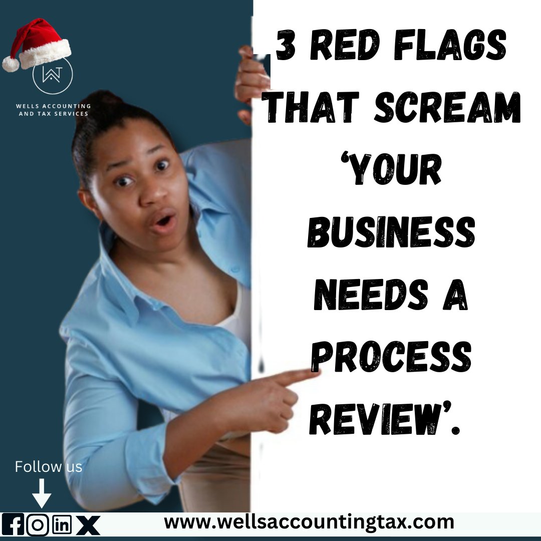 WellsAccountax's tweet photo. “Missed deadlines? increasing operating costs without revenue growth?  increasing write-Offs/Bad Debt? Difficulty in managing multiple streams of income? 

🚨 These are signs your business needs a process review. Let us help! DM for details. 

 #BusinessGrowth #ProcessImprovemen https://t.co/2YtihGcKur