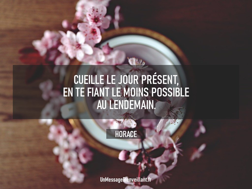 MsgBienveillant's tweet photo. « Cueille le jour présent, en te fiant le moins possible au lendemain. »

                 - Horace

#CitationDuJour #Horace 
#InstantPrésent #CarpeDiem 
#DéveloppementPersonnel 
#UnMessageBienveillant https://t.co/ksFhLkU4PI