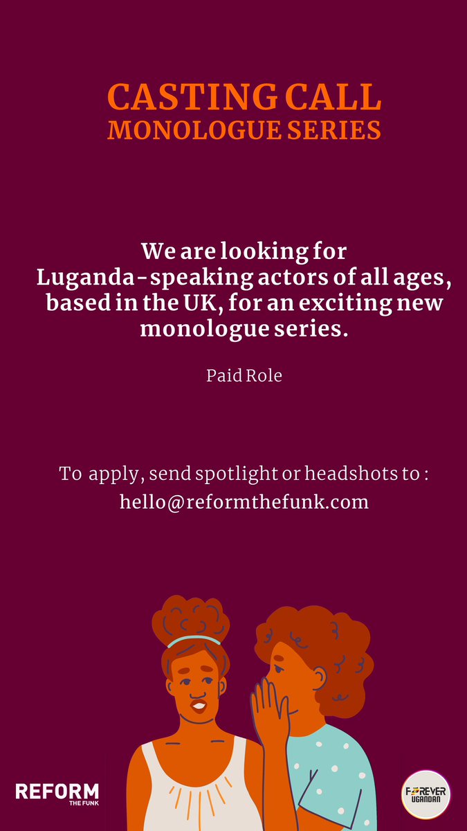 Casting call for all UK-based Ugandan actors. ☎️