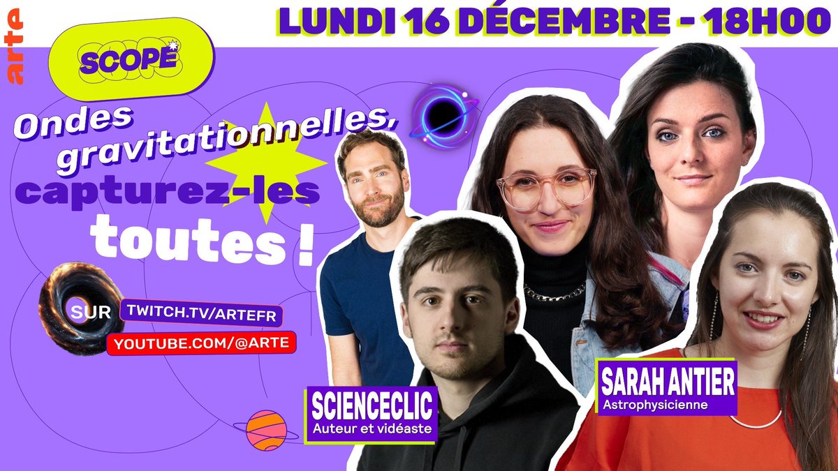 Marie Treibert (@curiosiboite) on Twitter photo 💥 Rendez-vous à 18H en direct sur la chaîne YT et la chaîne Twitch de <a href="/ARTEfr/">ARTE</a> pour le dernier live Scope de l’année ! On va parler ondes gravitationnelles avec <a href="/AlexandraDelbot/">Alexandra Delbot</a> <a href="/artepierre/">Pierre Girard</a> <a href="/AntierSarah/">Sarah Antier Farfar</a> <a href="/ScienceClic/">ScienceClic</a> youtube.com/live/neR0Hra4W… 💥 Rendez-vous à 18H en direct sur la chaîne YT et la chaîne Twitch de <a href="/ARTEfr/">ARTE</a> pour le dernier live Scope de l’année ! On va parler ondes gravitationnelles avec <a href="/AlexandraDelbot/">Alexandra Delbot</a> <a href="/artepierre/">Pierre Girard</a> <a href="/AntierSarah/">Sarah Antier Farfar</a> <a href="/ScienceClic/">ScienceClic</a> youtube.com/live/neR0Hra4W…