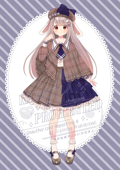 ベージュうさ耳探偵ちゃん#oc #illustration 