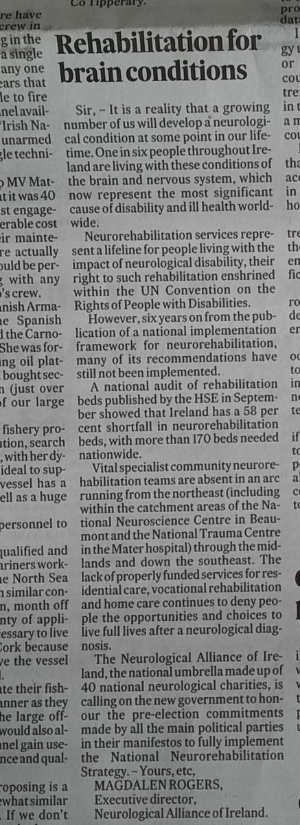 Neurological Alliance of Ireland (@naiireland) on Twitter photo NAI Executive Director writing in the <a href="/IrishTimes/">The Irish Times</a> this morning calling for Election Manifesto commitments to implement the National Neurorehabilitation Strategy to be delivered <a href="/fiannafailparty/">Fianna Fáil</a> <a href="/FineGael/">Fine Gael</a> <a href="/sinnfeinireland/">Sinn Féin</a> <a href="/labour/">The Labour Party</a> <a href="/SocDems/">Social Democrats</a> NAI Executive Director writing in the <a href="/IrishTimes/">The Irish Times</a> this morning calling for Election Manifesto commitments to implement the National Neurorehabilitation Strategy to be delivered <a href="/fiannafailparty/">Fianna Fáil</a> <a href="/FineGael/">Fine Gael</a> <a href="/sinnfeinireland/">Sinn Féin</a> <a href="/labour/">The Labour Party</a> <a href="/SocDems/">Social Democrats</a>