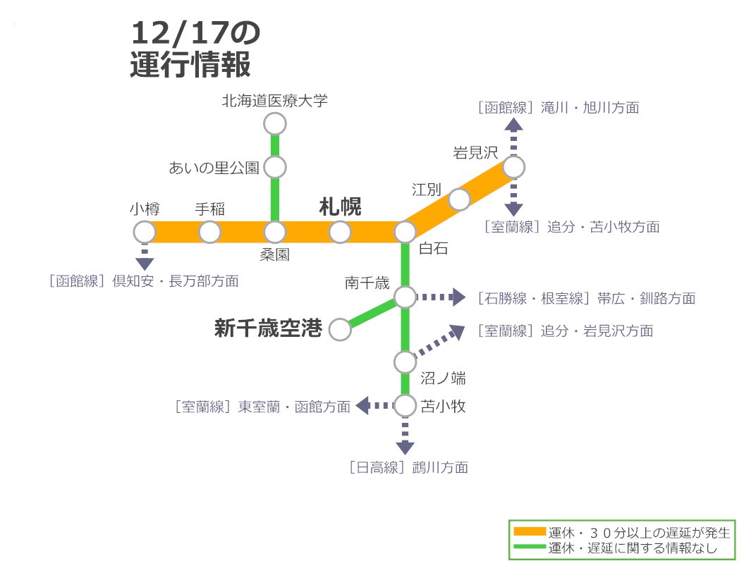 12/16 18:27 配信 岩見沢地方での降雪の影響により、12月17日(火)出発