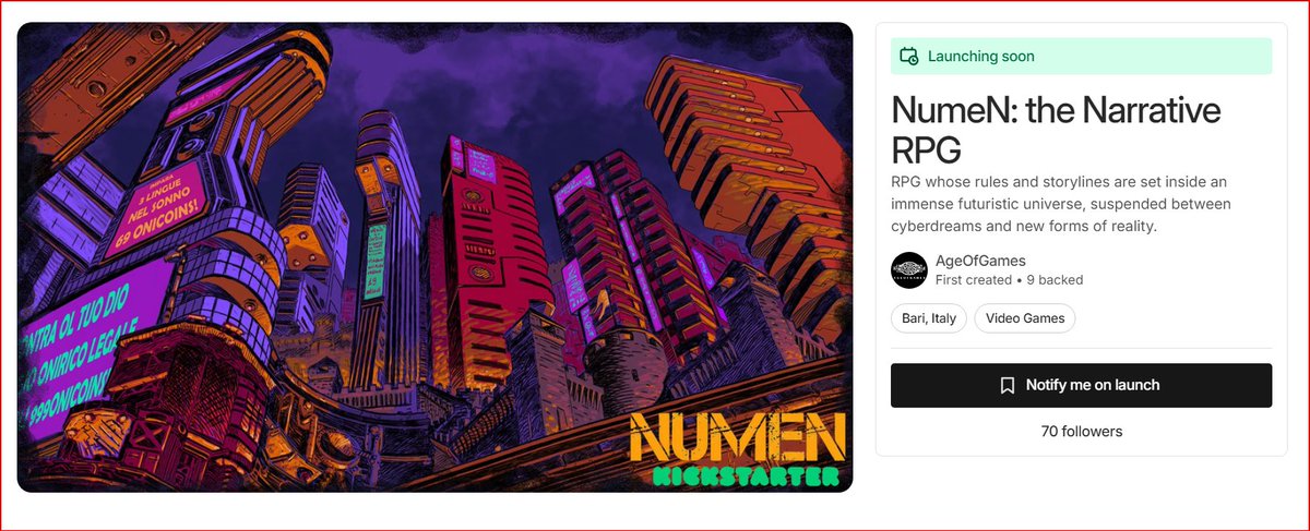 AgeOfGames's tweet photo. THANK YOU! 🙏🧡

We've made it to 70 followers on our pre-crowdfunding campaign for NumeN. 

NumeN is an RPG inspired by an immense futuristic universe where cyberdreams and new forms of reality create a surreal narrative experience!

#indiegame #narrativerpg #indiegames https://t.co/d6lprJOFBG