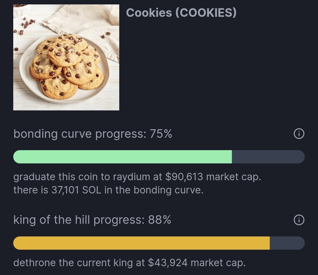COOKIESCTO's tweet photo. $COOKIES LIVE ON PUMPFUN 🍪🍪🍪🍪🍪 ca: 3LgMVMFpZhQA5JjEXjNMmkt5xo4SPMVubyzthmVxpump

75% BONDING CURVE 🔝🫳🍪
KING OF THE KING AT 43K MC 😋🍪

👉Grab your $COOKIES BAG WE ARE HERE 🍪 https://t.co/8j2Tmlwfjy https://t.co/dlfA4w3Db5