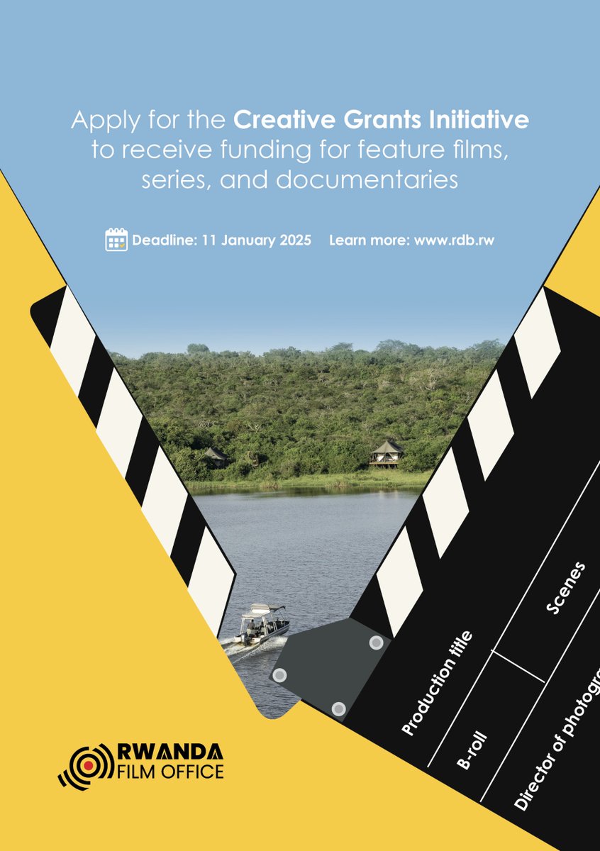 🎬 The Creative Grants Initiative, led by <a href="/RwFilmOffice/">Rwanda Film Office</a> at RDB, provides funding opportunities to support filmmakers and position #Rwanda as a premier destination for film production.

Focused on production and post-production support for feature films, documentaries, and series,