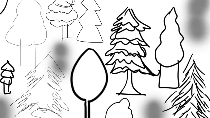 ★プチおしらせ
そろそろクリスマスだし、いろんなパターンのツリーを描いて、どんなグラフィックにしあがるのだろうという、実験をしてみるー 