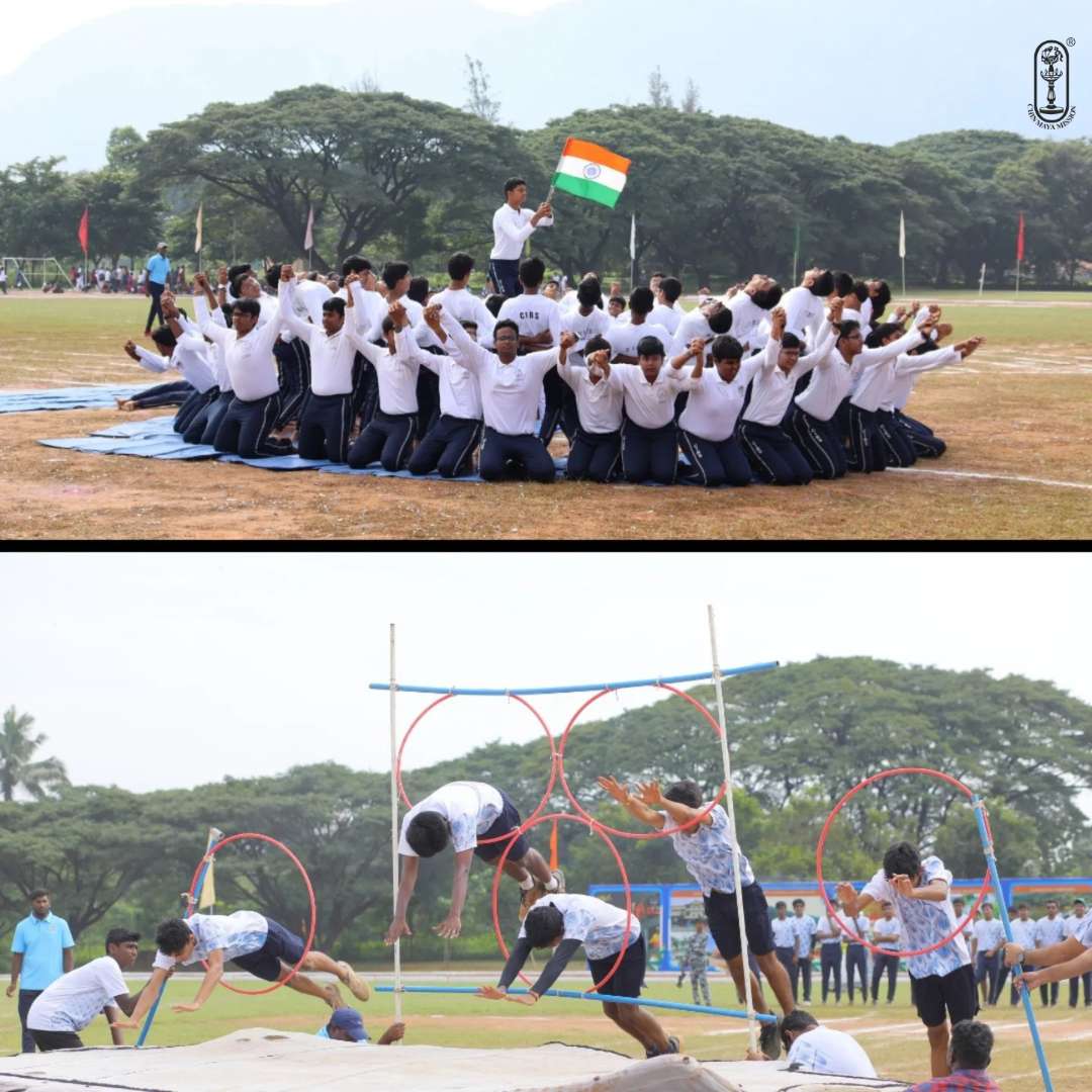 ChinmayaMission's tweet photo. Khel Mela, the much-anticipated Annual Sports Day of Chinmaya International Residential School (CIRS), Tamil Nadu, was celebrated with unparalleled enthusiasm and vigor.#ChinmayaMission #AnnualSportsDay #CIRS #ChinmayaYuva #ChinmayaYuvak #Yuvak #SportsDay #physicalTraining https://t.co/57ih0GzkNM