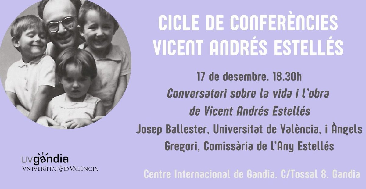 Any Vicent Andrés Estellés (@anyestelles) on Twitter photo En realitat, l'Any Estellés no s'acaba mai... Demà a Gandia, <a href="/UVgandia/">UVGandia</a>! Amb <a href="/AngelsGregori/">Àngels Gregori</a> i <a href="/josepballesterr/">josepballester</a>! En realitat, l'Any Estellés no s'acaba mai... Demà a Gandia, <a href="/UVgandia/">UVGandia</a>! Amb <a href="/AngelsGregori/">Àngels Gregori</a> i <a href="/josepballesterr/">josepballester</a>!