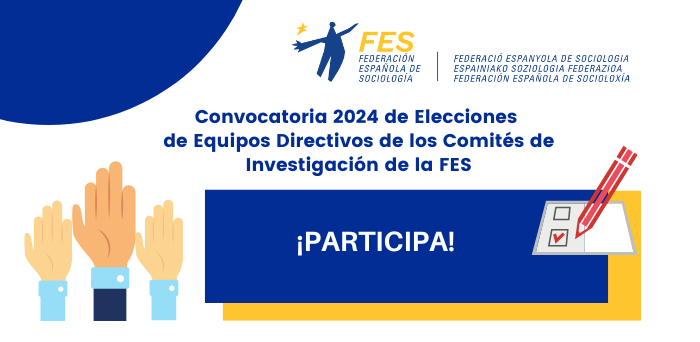 FES_Sociologia's tweet photo. 📢 Renovación de los equipos directivos de los comités de investigación de la FES

Ya puedes consultar las candidaturas presentadas para la renovación de los equipos directivos de los comités de investigación de la Federación Española de Sociología.

🔗 Descubre quiénes son los candidatos/as y cómo contribuir al futuro de la #sociología 👉 https://t.co/WkIu6bGXKx