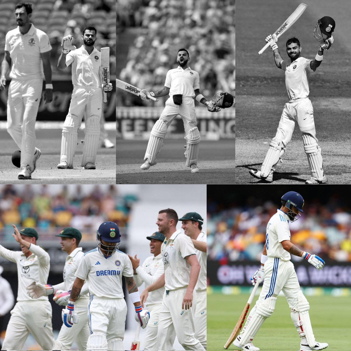 𝗩𝗶𝗿𝗮𝘁 𝗞𝗼𝗵𝗹𝗶 in Test Cricket 

THEN
IND - 5/2 (Kohli 54 at Melbourne, 2014)
IND - 8/2 (Kohli 123 at Perth, 2018)
IND - 10/2 (Kohli 105* at Wellington, 2014)
IND - 12/2 (Kohli 78 at Colombo, 2015)
IND - 13/2 (Kohli 54 at Johannesburg, 2018)
IND - 13/2 (Kohli 76 at