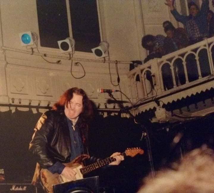 RewritingRory's tweet image. Two incredible photos of Rory on stage at the Paradiso Club in Amsterdam. He played on two nights in 1992. &quot;He rocked that place, kept coming back for encores, then looked at his watch and said &apos;this man has to go to sleep&apos; but he kept on going!&quot; A. Vink
#rorygallagher #blues