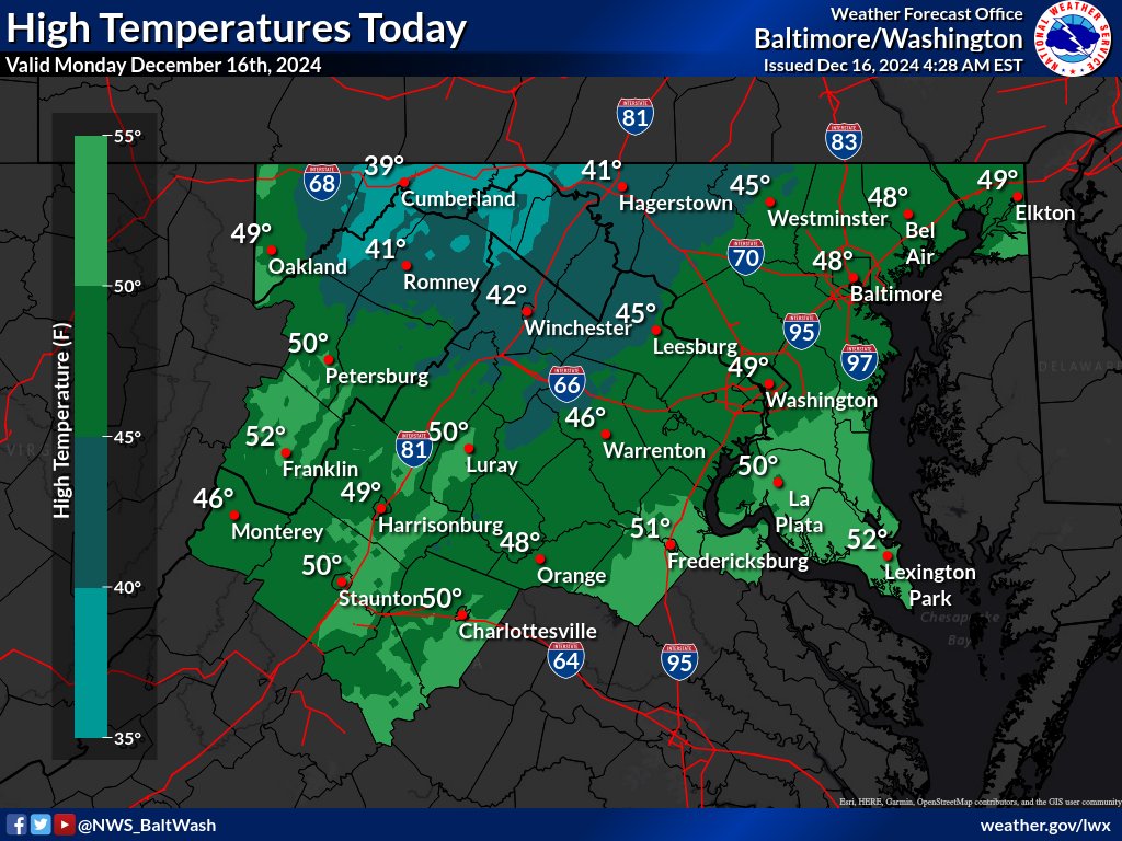 Cloudy today with areas of drizzle. Use caution if traveling this morning in the eastern Panhandle of West Virginia or western Maryland as slick spots are possible from wintry precipitation overnight.