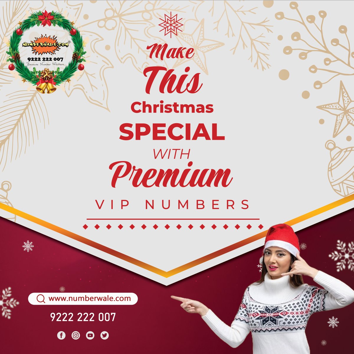 Numberwale's tweet image. 🎄Christmas Special on Premium Mobile Numbers!🎄
Limited-Time Holiday Offers Await You
numberwale.com✨
🎁 Don’t let these festive savings slip away!
#ChristmasSpecial #PremiumNumbers #VIPNumbers #LuxuryNumbers #DigitalIdentity #NumberWale #FestiveDeals #NewYearNewNumber