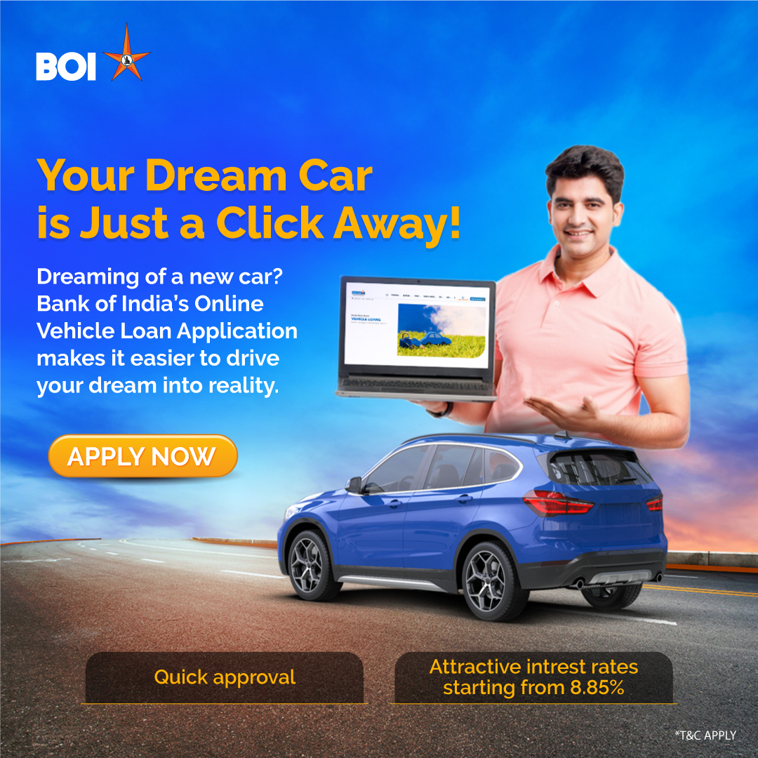 Ignite happiness with Vehicle Loan from Bank of India. To get your dream ride in your driveway, just connect with your nearest branch or apply now: bit.ly/4fhb0CC
#BankofIndia #vehicleloans