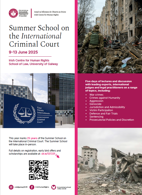 Final reminder of our super early bird registration offer for the Summer School on the International Criminal Court 2025  

Save €100 on full registration if you register by 31 December 2024!  

To avail of this offer go to: universityofgalwayichr.clr.events/event/137231:s…