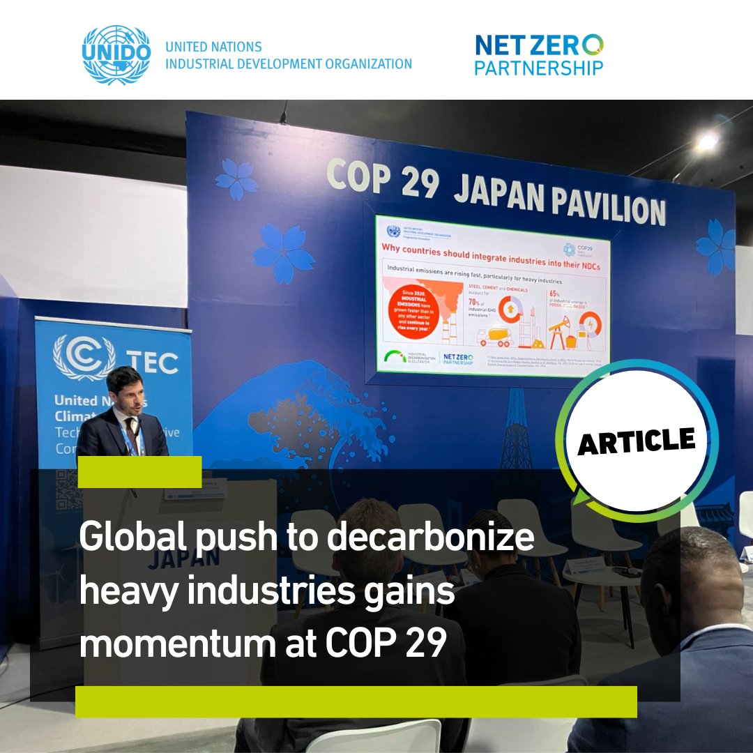 UNIDO's Industrial Decarbonization Accelerator (@eeaccelerator) on Twitter photo 🌍 Decarbonizing Heavy Industries: #COP29 highlights
đź’° $1.3B pledged by Germany, UK, Canada & CIF for industry decarbonization.
đź“‹ New guide to integrate industries into #NDCs.
đź”— A platform linking EMDEs to finance & tech for tailored solutions.
Read: industrialenergyaccelerator.org/general/global… 🌍 Decarbonizing Heavy Industries: #COP29 highlights
đź’° $1.3B pledged by Germany, UK, Canada & CIF for industry decarbonization.
đź“‹ New guide to integrate industries into #NDCs.
đź”— A platform linking EMDEs to finance & tech for tailored solutions.
Read: industrialenergyaccelerator.org/general/global…