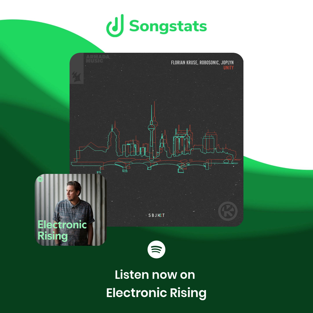 <a href="/robosonic/">Robosonic</a> Boom! Your track "Unity" was added to the editorial playlist 'Electronic Rising' with over 679K Followers on Spotify! Discover even more awesome insights on the Songstats App.