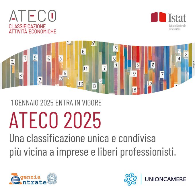 CCIAARIVLIG's tweet photo. #ATECO2025 Dal 1° gennaio 2025 in vigore la nuova classificazione delle attività economiche, esito della collaborazione di @istat_it  con altri enti istituzionali e con
@Unioncamere
e
@Agenzia_Entrate
Scopri di più⤵️
https://t.co/04FbDj19PG https://t.co/rXoDAY3HCM