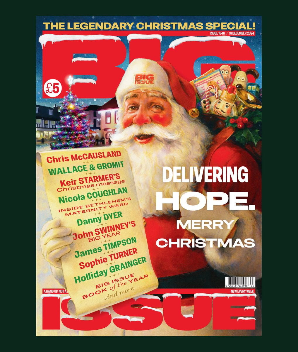 The Christmas edition of @bigissueuk is out today, featuring a cover illustration by @vincentmcindoe

.

.

.

.

.

#vincemcindoe #illustration #editorial #bigissue #christmas #santa #magazinecover #art #debutart