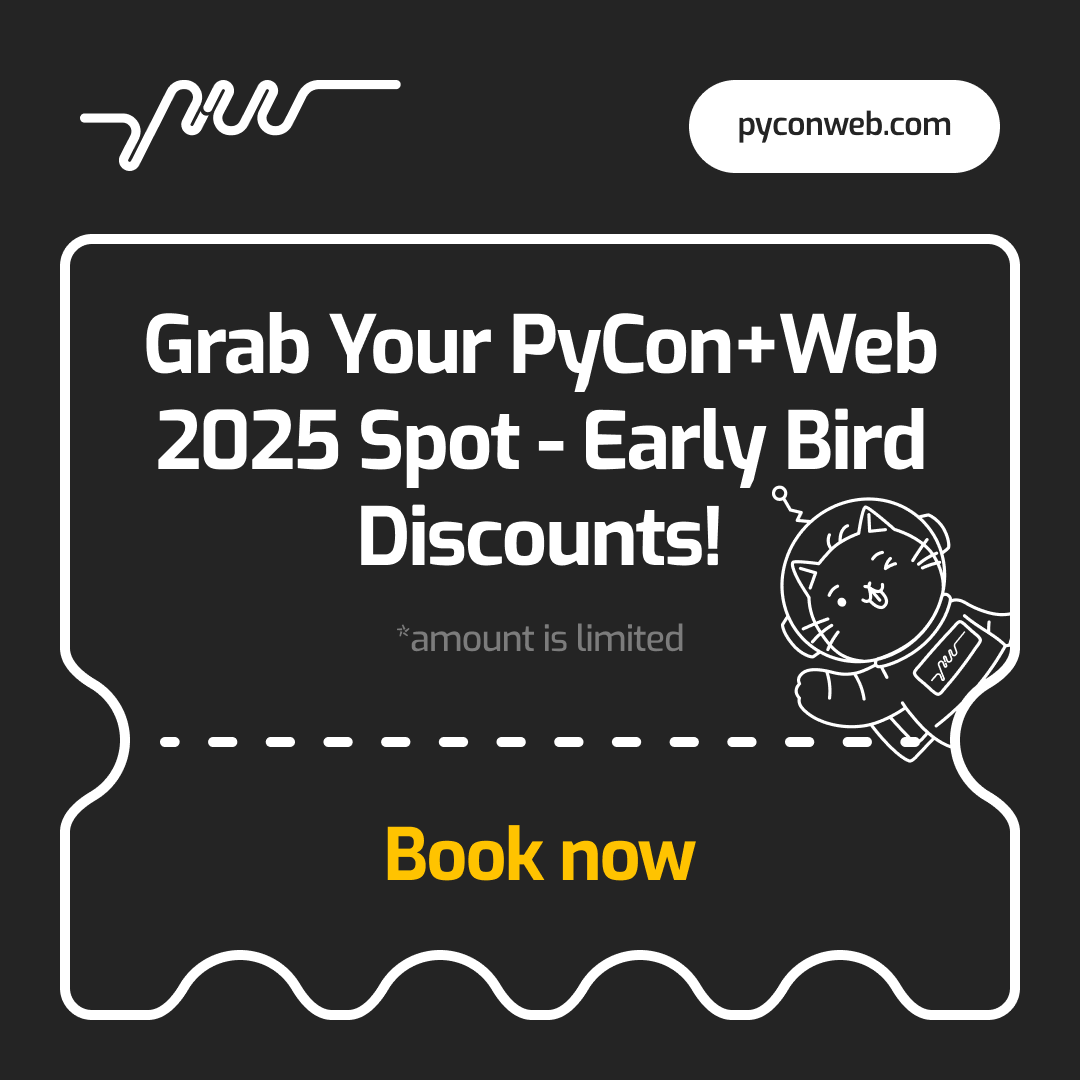 🚀 Early Bird Tickets last chance - till Dec. 16th! 
📷 Don’t miss your chance to snag yours before they’re gone. 📷pyconweb.com

#tickets #EarlyBird #python #pyconweb #pythoncommunity