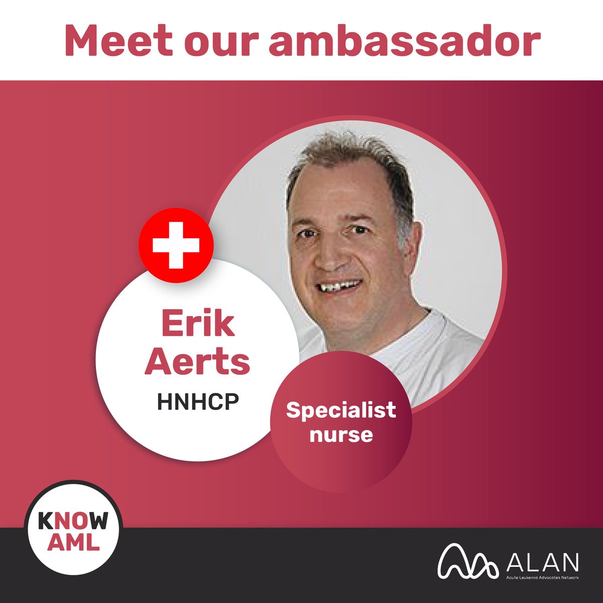 Meet our final ambassador, Erik Aerts, president of The Haematology Nurses and Healthcare Professionals Group (<a href="/hnhcp/">HNHCP</a>). Erik has an extensive knowledge of #AcuteMyeloidLeukemia ❤️ 

Catch up on his most recent interview, here: loom.ly/xl7xSqE  

#KnowAML