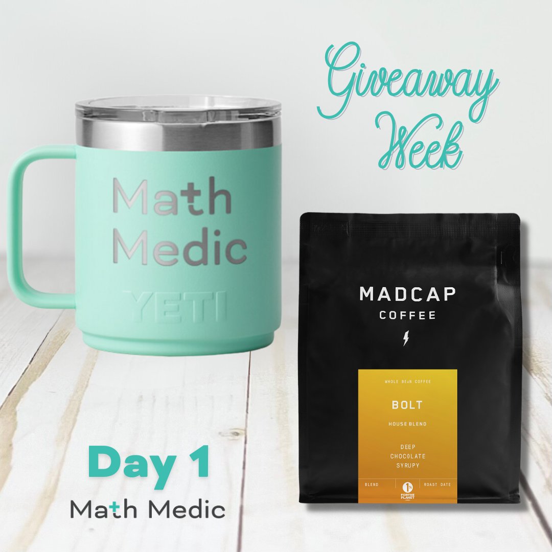 Our first giveaway of the week is the famous coffee bundle! Our favorite coffee beans and Math Medic YETI mug could be yours! Follow, like, and repost for your chance to win. #MathMedic #giveaway #mathteacher #teacherlife #happyholidays #mtbos