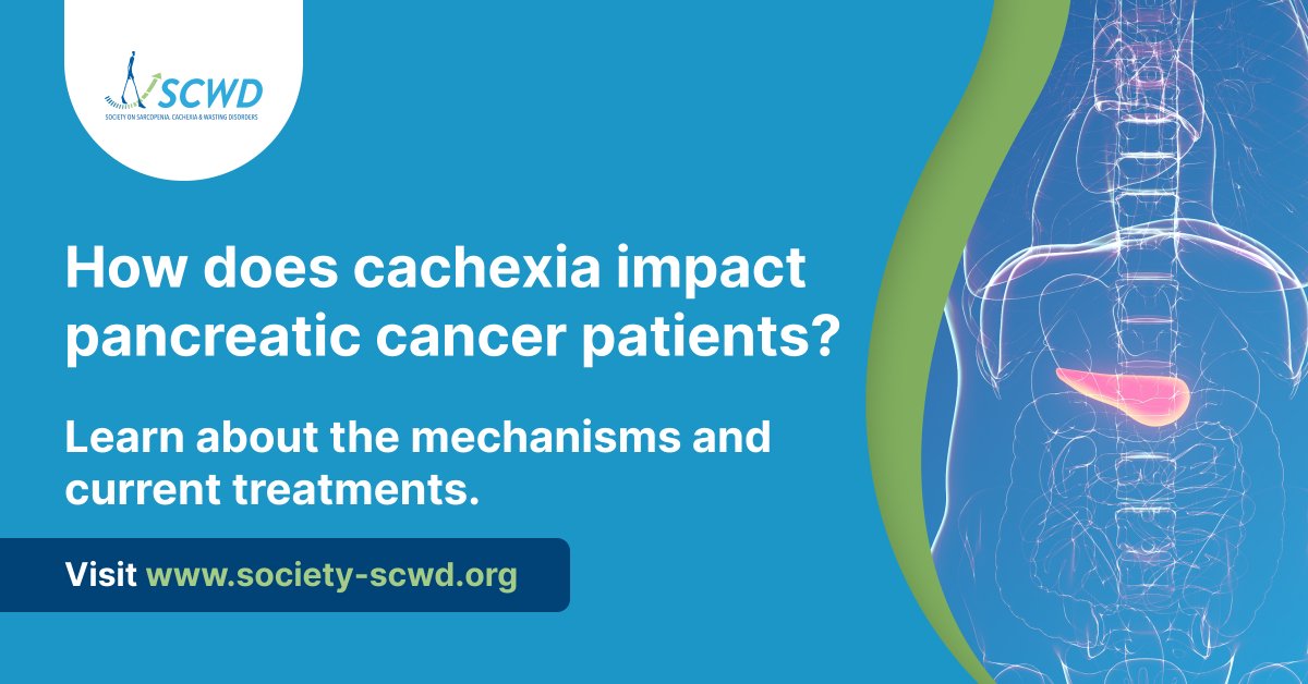 Did you know that cachexia affects up to 80% of pancreatic cancer patients? 

Explore the complex mechanisms behind it and what’s being done to manage this challenging condition. 

Learn more: society-scwd.org
 
#CancerCachexia #PancreaticCancer #MedicalResearch