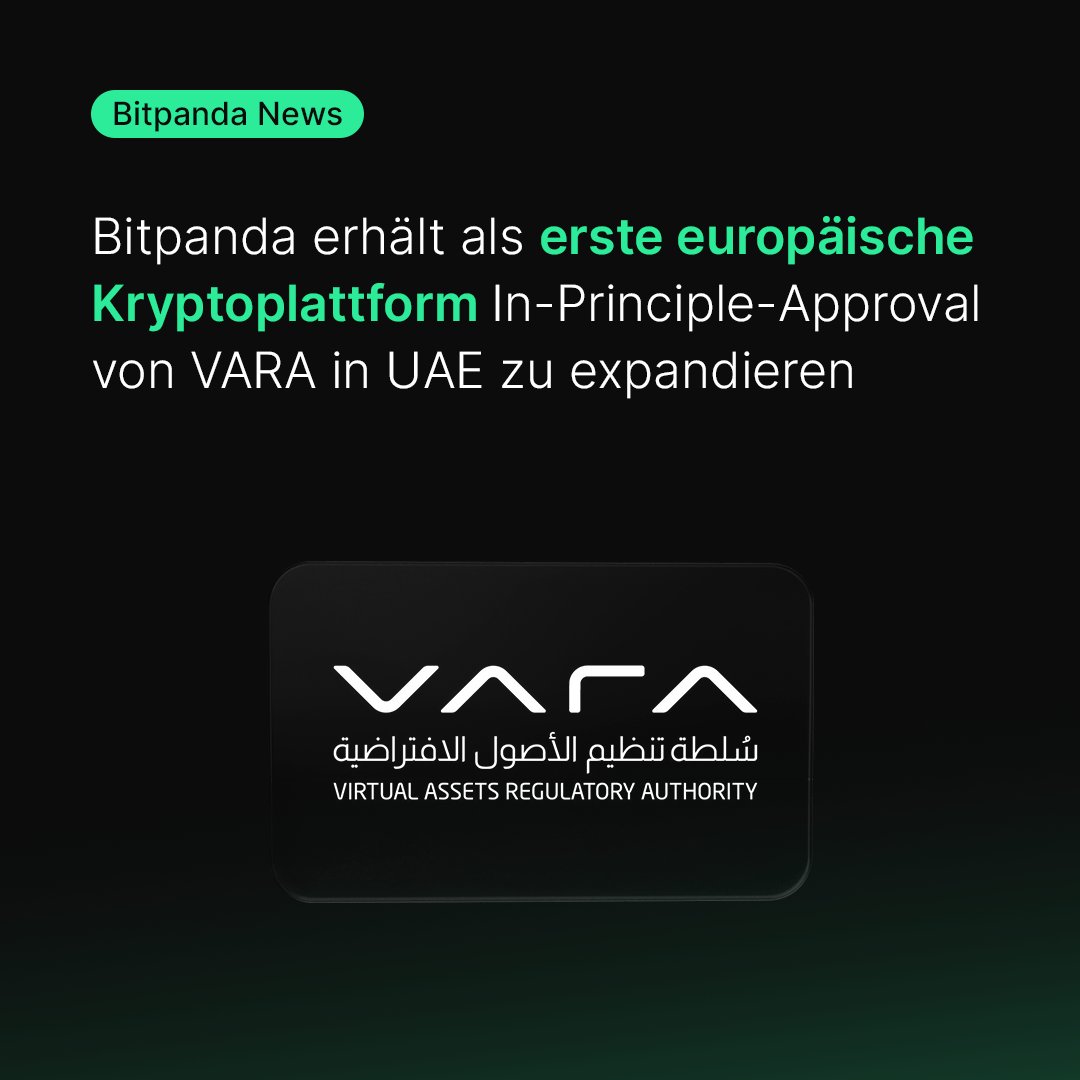 Bitpanda goes global 🌍

Wir sind stolz darauf, bekannt zu geben, dass wir von der Aufsichtsbehörde für virtuelle Assets in den Vereinigten Arabischen Emiraten kurz VARA die In-Principle-Zulassung erhalten haben. Diese Nachricht bringt uns einen Schritt näher,, unser gesamtes