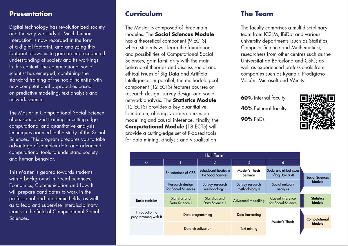 Enrollment is now open for the 4th edition of the Master's in Computational Social Sciences <a href="/uc3m/">UC3M</a> ! No prior knowledge of programming or stats is needed—perfect for social sciences grads. Questions? Contact us or ask to be connected with our student ambassadors!

Please, share!