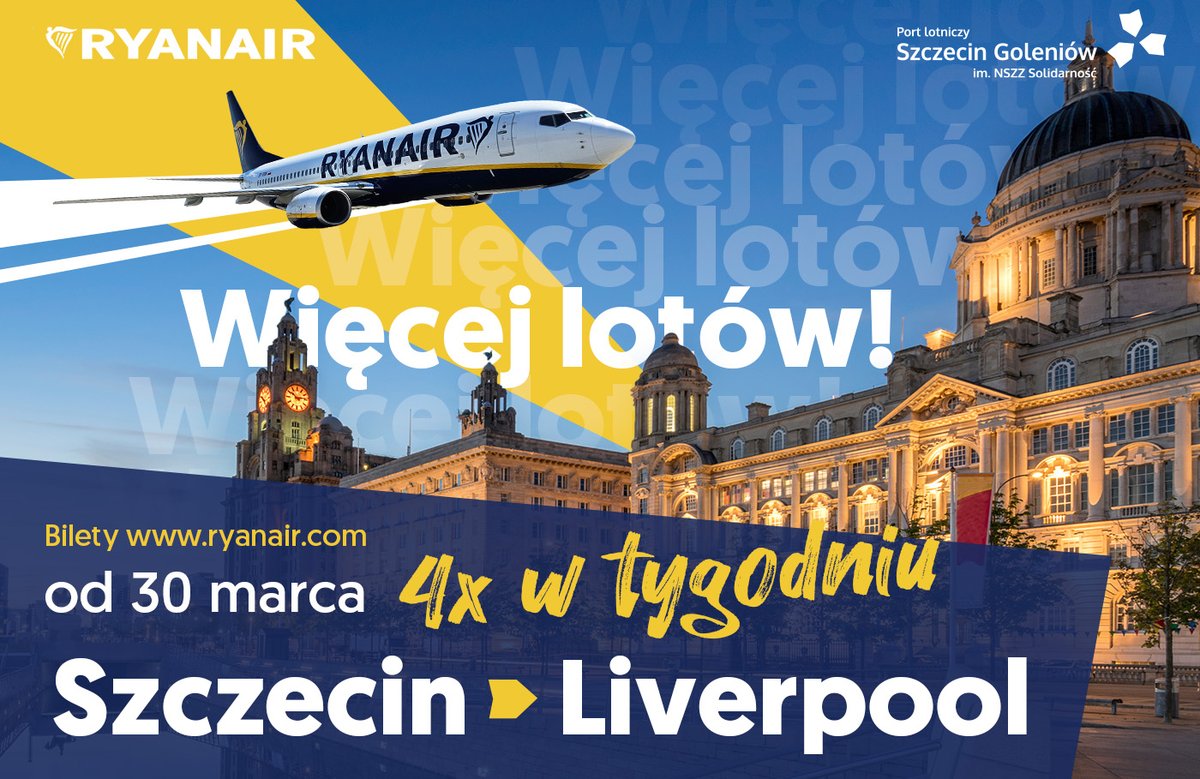 SzczecinAirport's tweet photo. Linia @Ryanair zwiększy liczbę lotów na trasie do @LPL_Airport !☺️
✈️🇬🇧Od 30 marca 2025 na tej trasie polecimy nie 2, nie 3, a aż 𝟰 𝗿𝗮𝘇𝘆 𝘄 𝘁𝘆𝗴𝗼𝗱𝗻𝗶𝘂.
Szczegółowe informacje dostępne na: https://t.co/KRq4B24CXf
#flyRyanair #SZZLPL #LatamzeSzczecina https://t.co/iND9MSo199